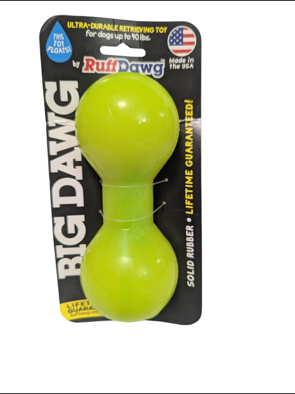 NWT Big Dawg Solid Rubber Fetch Toy - Neon Green